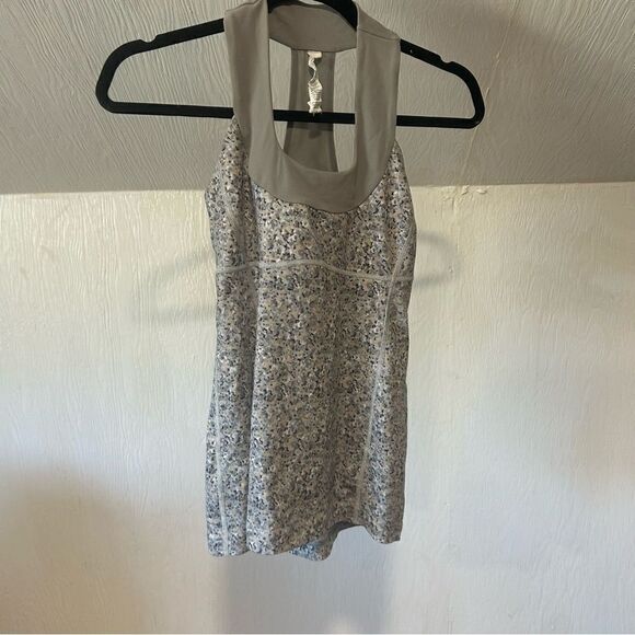 Lululemon LUON Tank Top Size 4 Silver Spoon Scoop Neck Racerback Mesh Gray - Picture 6 of 10